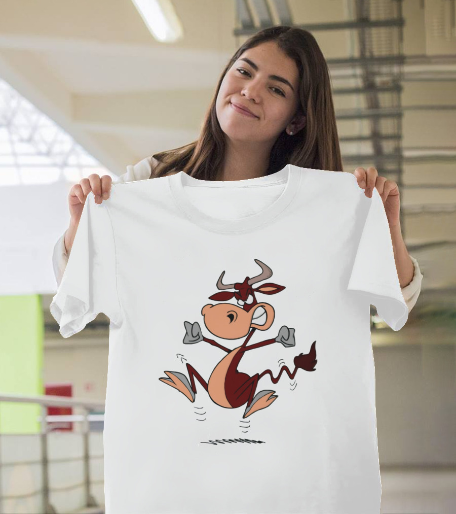CowFartt Cartoon Jumping Angry Bull T-Shirt