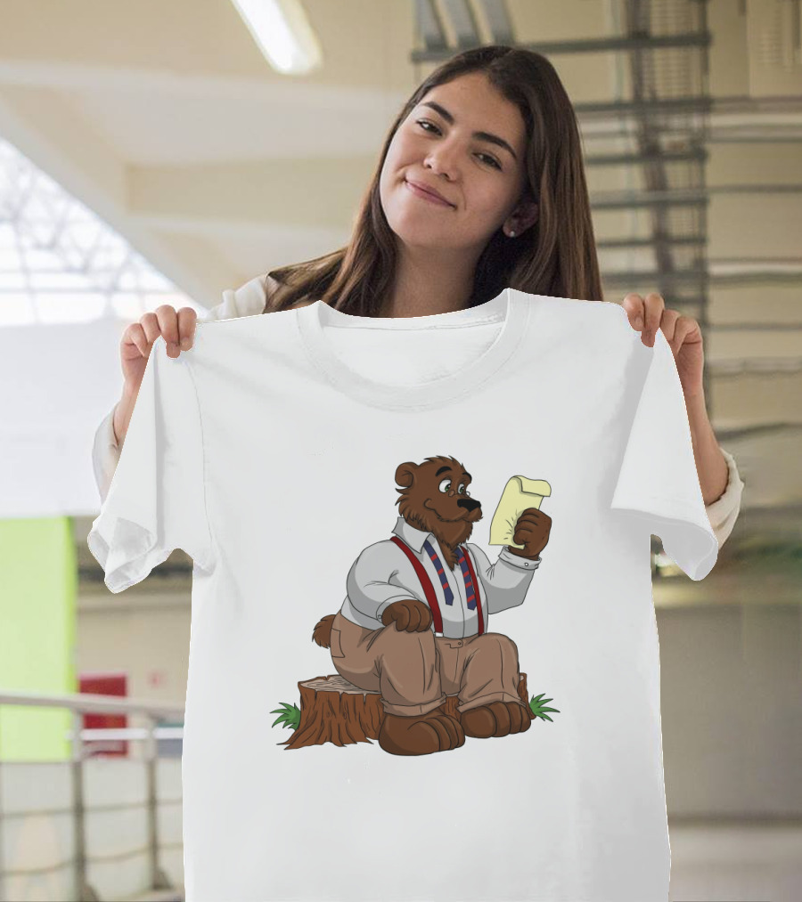 Papa Bear Reading Note Iconic Cartoon T-Shirt