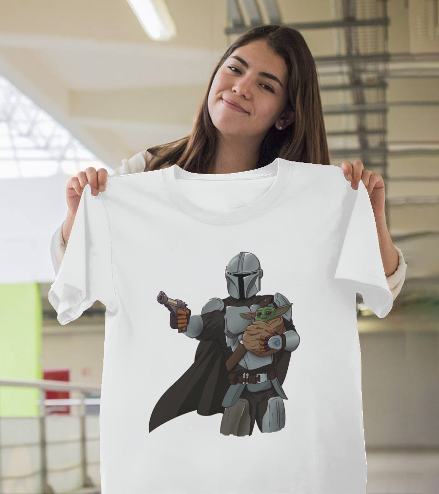 Dadalorian Star Warrior Protector With Child Alien Sidekick T-Shirt