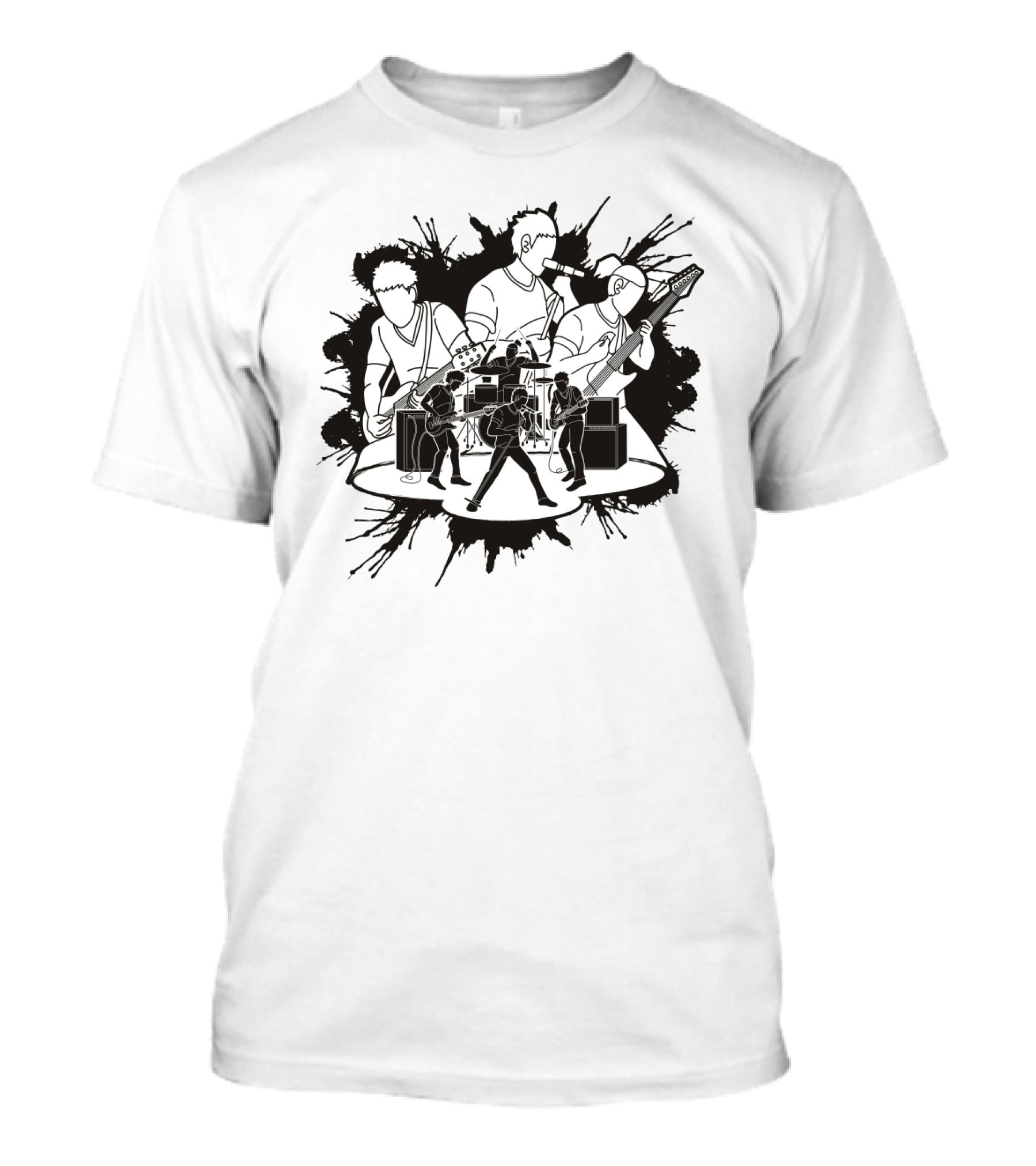 Band Performers Silhouette With Instruments And Amplifiers T-Shirt