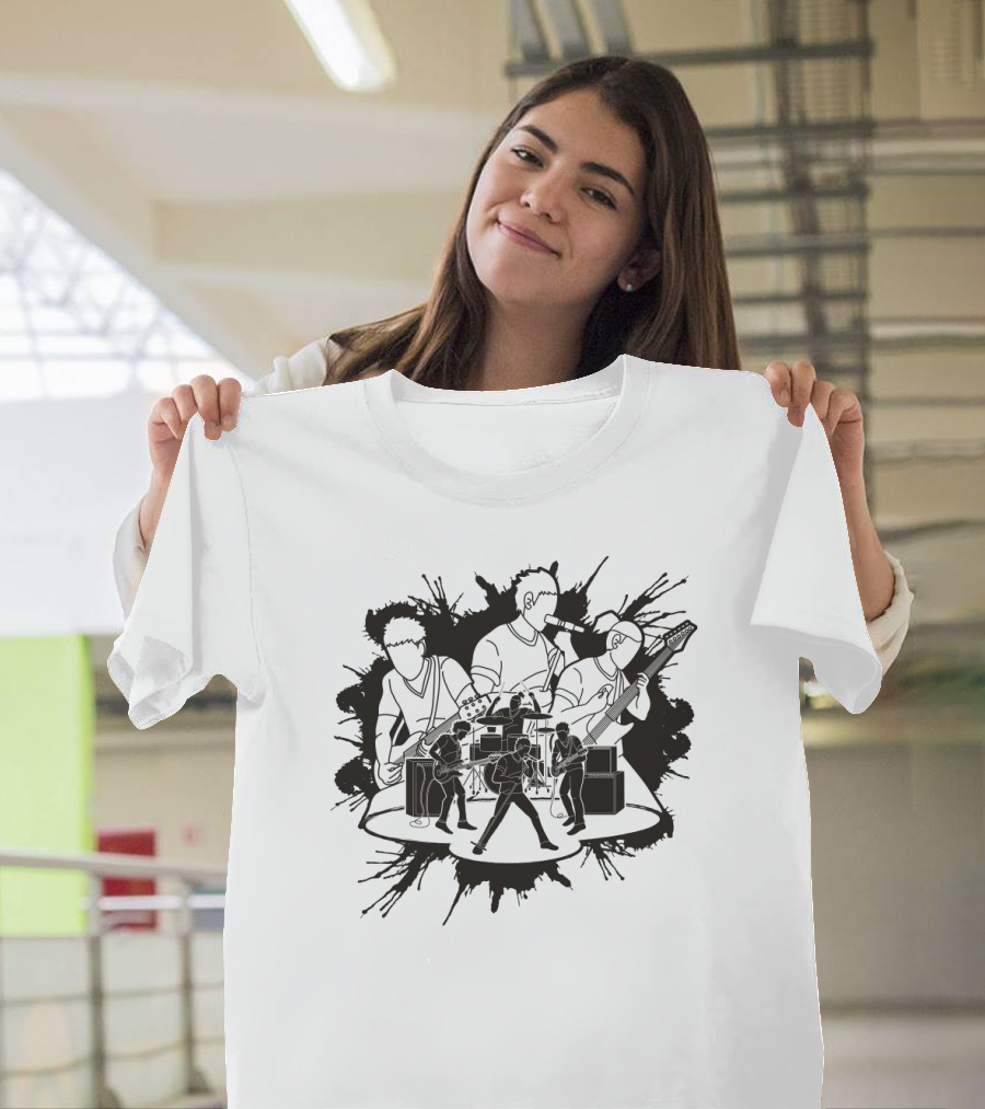 Band Performers Silhouette with Instruments and Amplifiers T-Shirt
