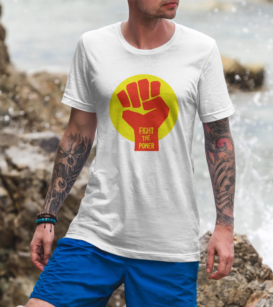 Fight The Power Fist Yellow Circle T-Shirt