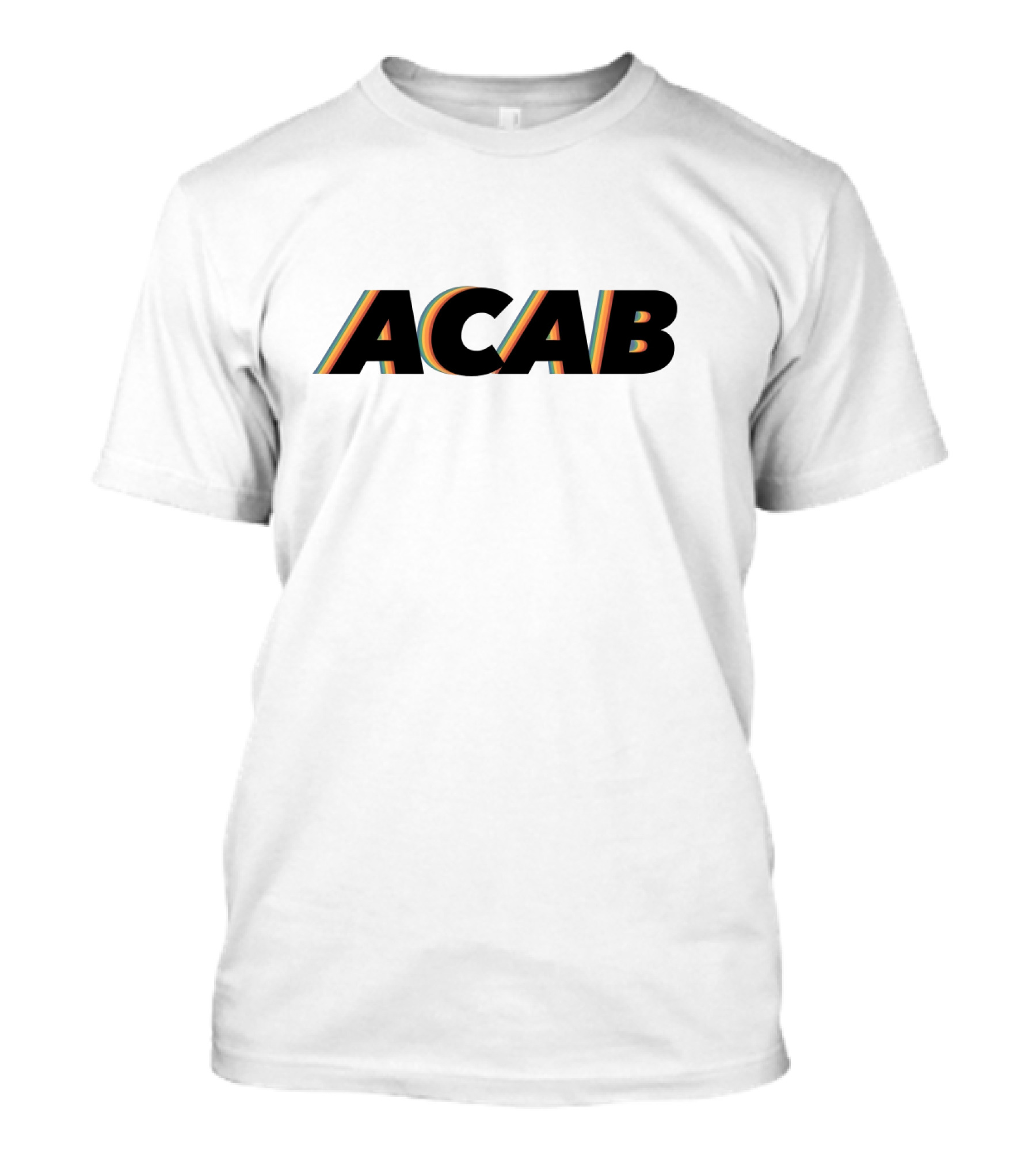ACAB Retro Style Text With Multicolor Stripes T-Shirt