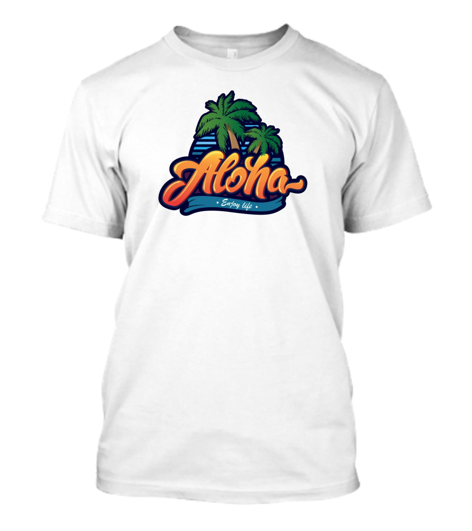 Aloha Enjoy Life Palm Trees Beach Sunset Tropical Vibes T-Shirt
