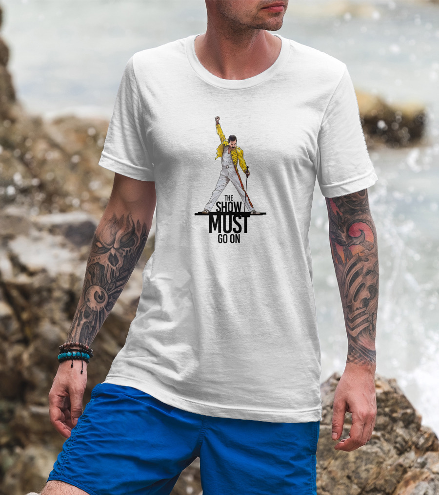 The Show Must Go On Iconic Yellow Jacket Pose T-Shirt