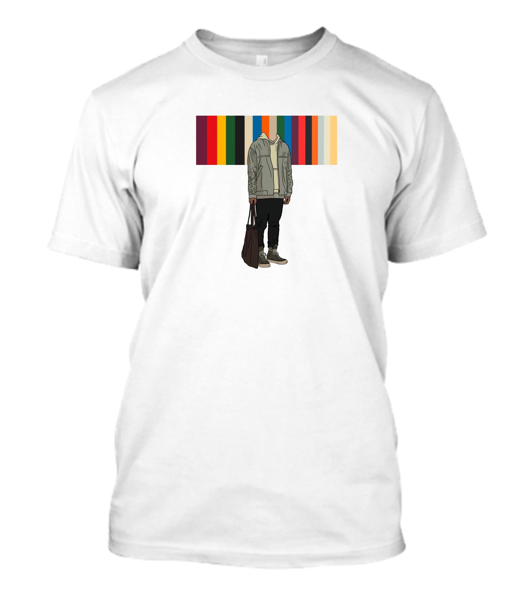 Streetwear Minimalist Hoodie And Joggers With Colorful Stripes T-Shirt