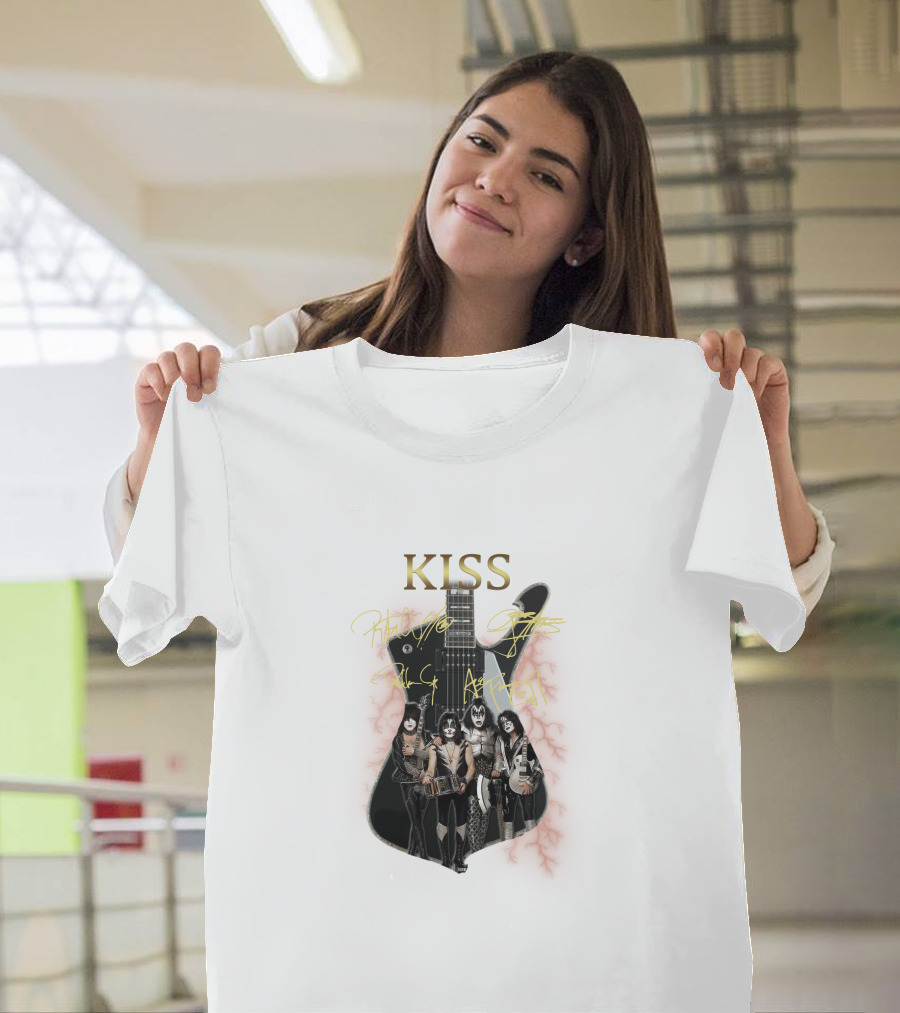 Kiss Electric Guitar with Band Members T-Shirt