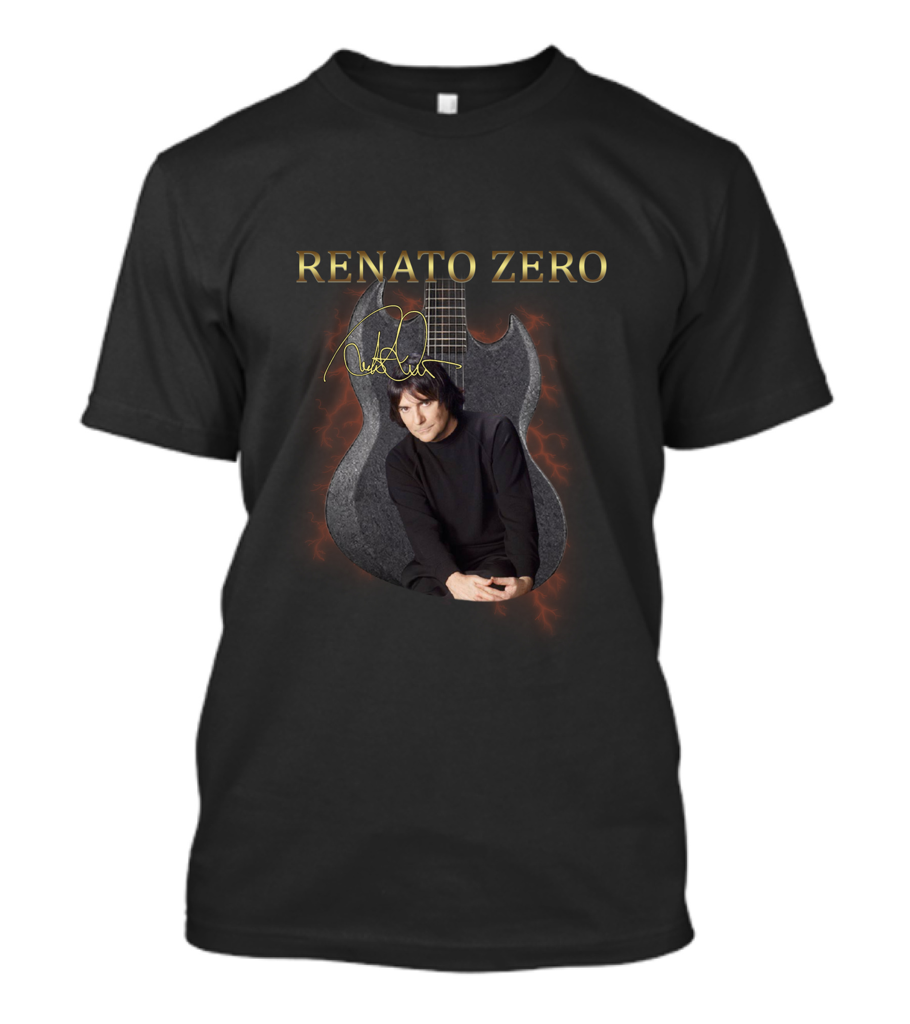 RENATO ZERO Signature Guitar Image With Artist T-Shirt