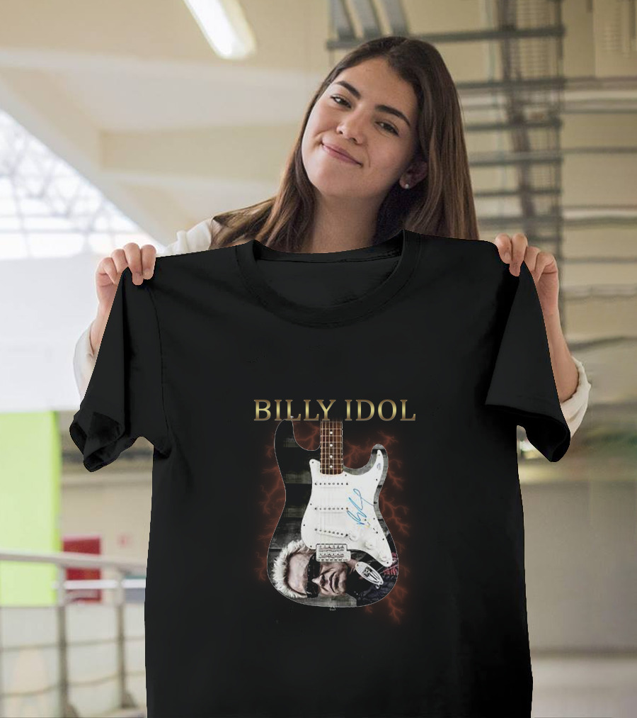 BILLY IDOL Electric Stage Guitar Signed Heroic T-Shirt