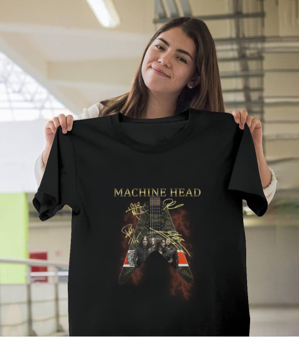 MACHINE HEAD Electric Guitar With Band Signatures T-Shirt