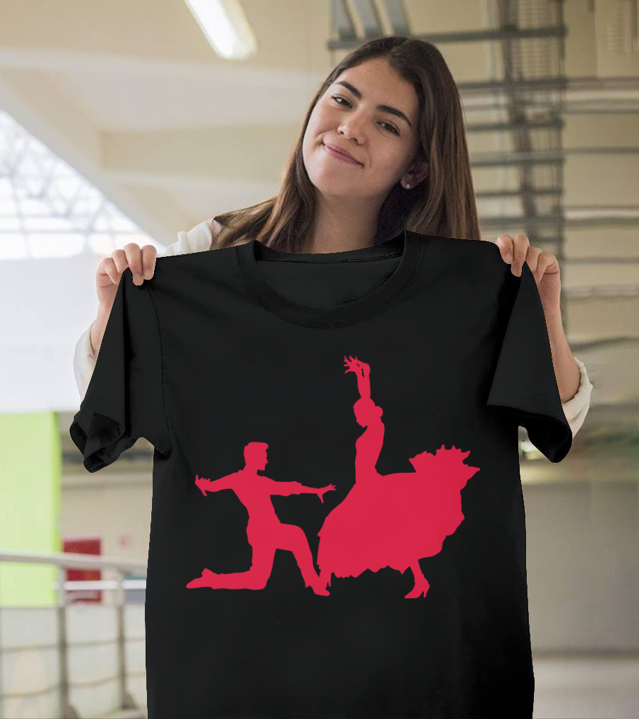 Red Silhouette Duo Performing Flamenco Dance Forms T-Shirt