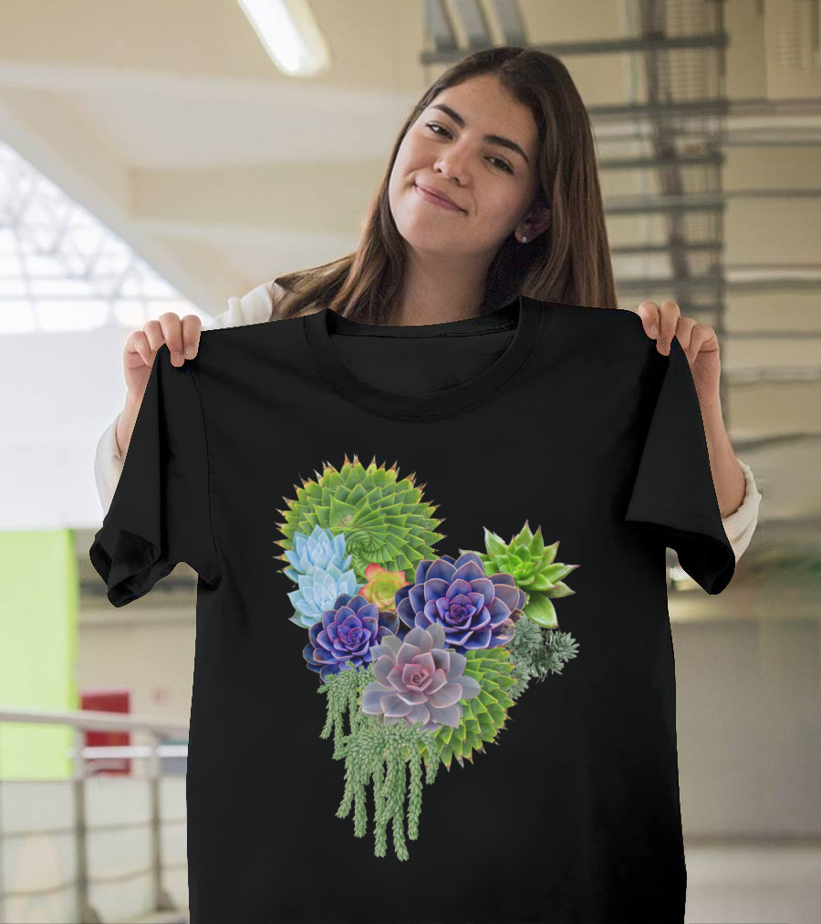 Succulent Story Vibrant Cactus Floral Arrangement T-Shirt