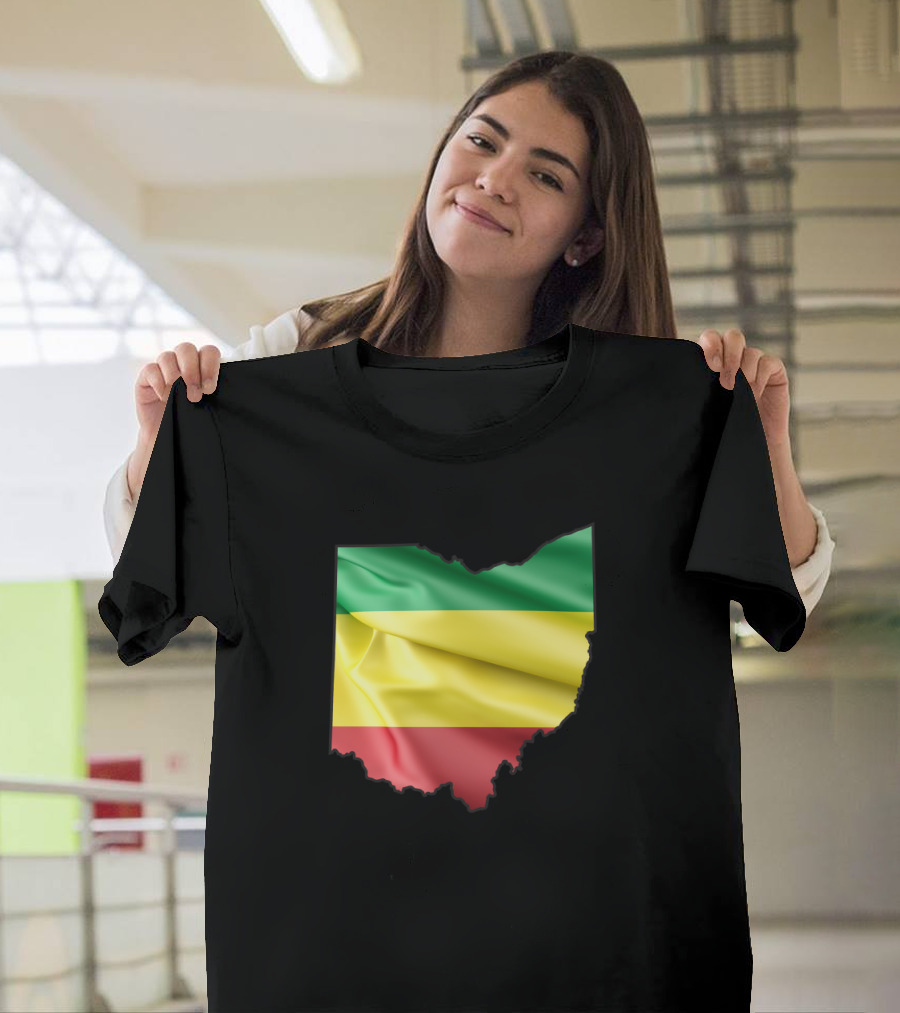 Born and Raised Ethiopia Flag Ohio Outline T-Shirt