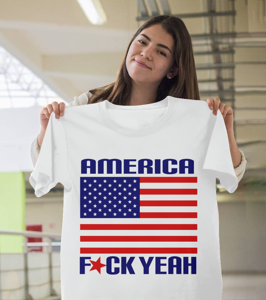 Patriotic America Fck Yeah Fourth of July Celebration with Flag T-Shirt