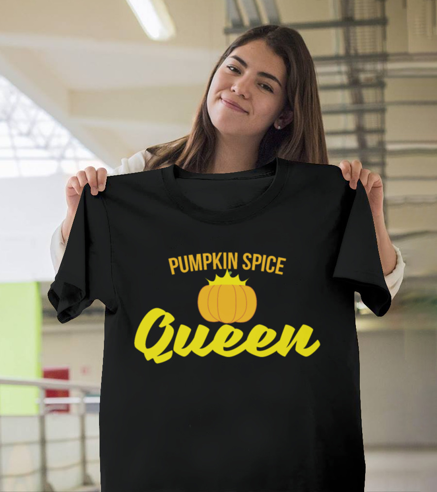 Pumpkin Spice Queen Text with Crowned Pumpkin T-Shirt