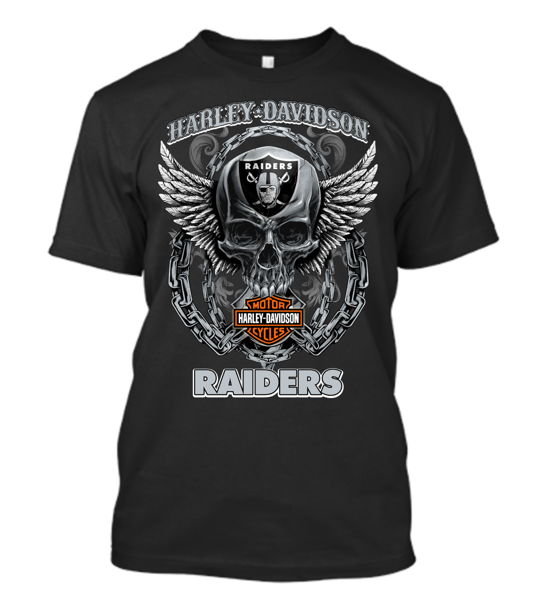 Harley Davidson Raiders Skull Logo Las Vegas Raiders Motor Cycles T-Shirt