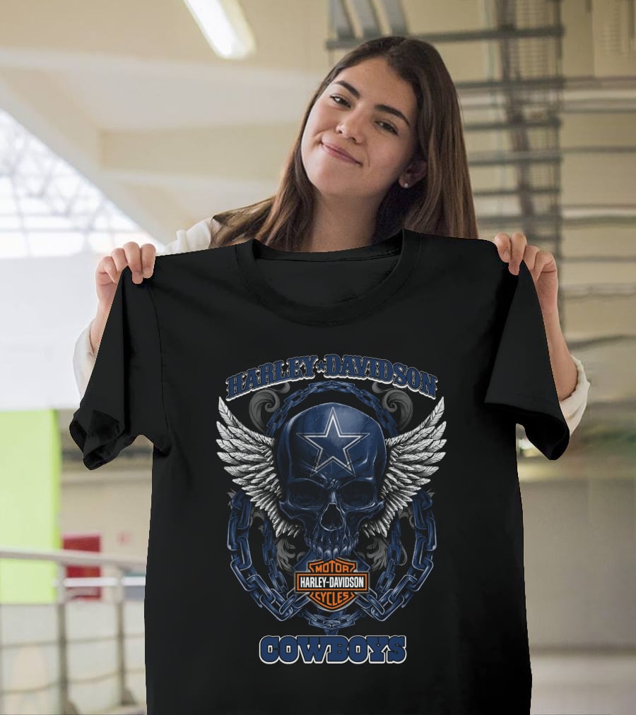 Harley Davidson Cowboys Skull Star Winged T-Shirt