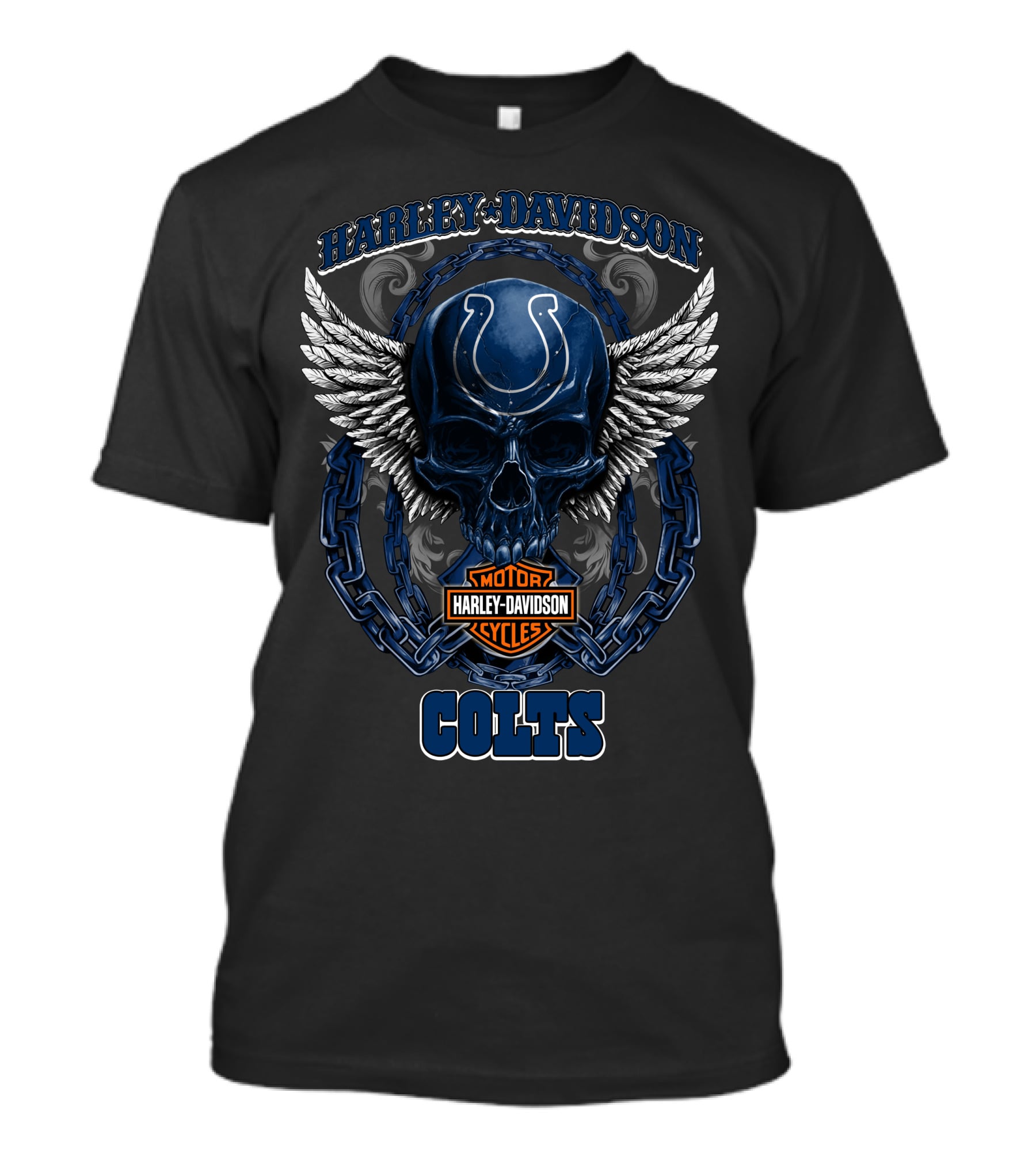 Harley Davidson Motor Cycles Indianapolis Colts Skull With Wings T-Shirt