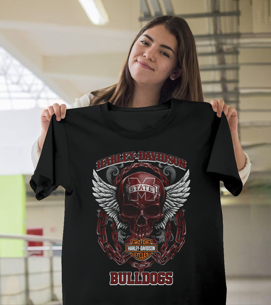 Harley Davidson Mississippi State Bulldogs Motor Cycles T-Shirt
