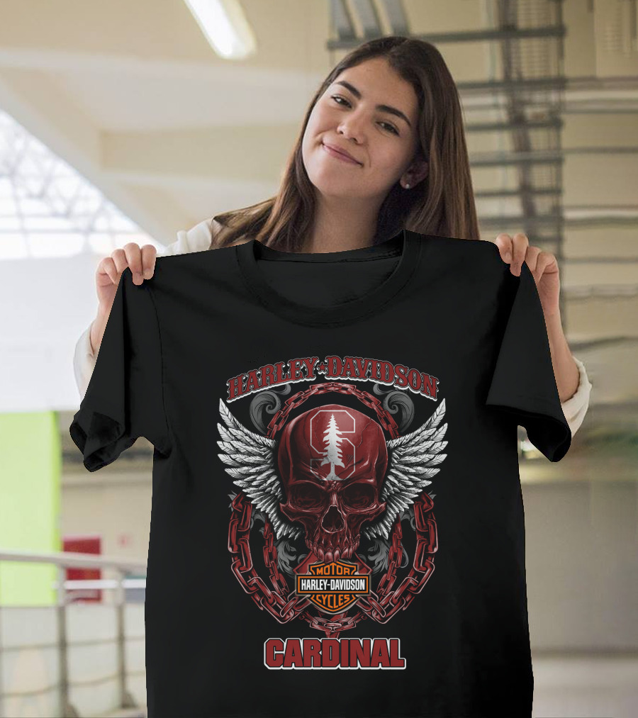Harley Davidson Stanford Cardinal Skull Wings Chains T-Shirt