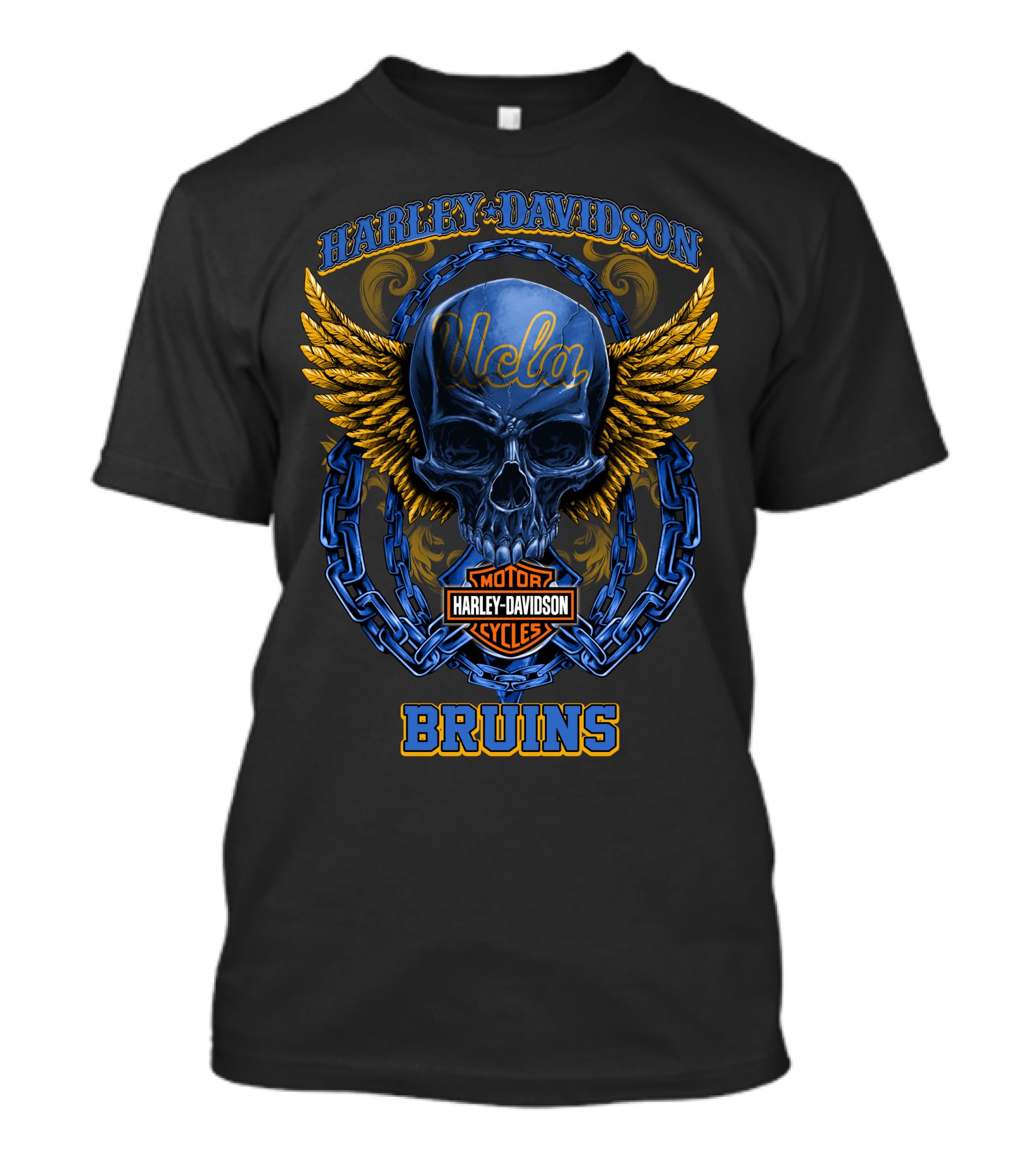 Harley Davidson Ucla Bruins Skull Wings Motorcycles T-Shirt