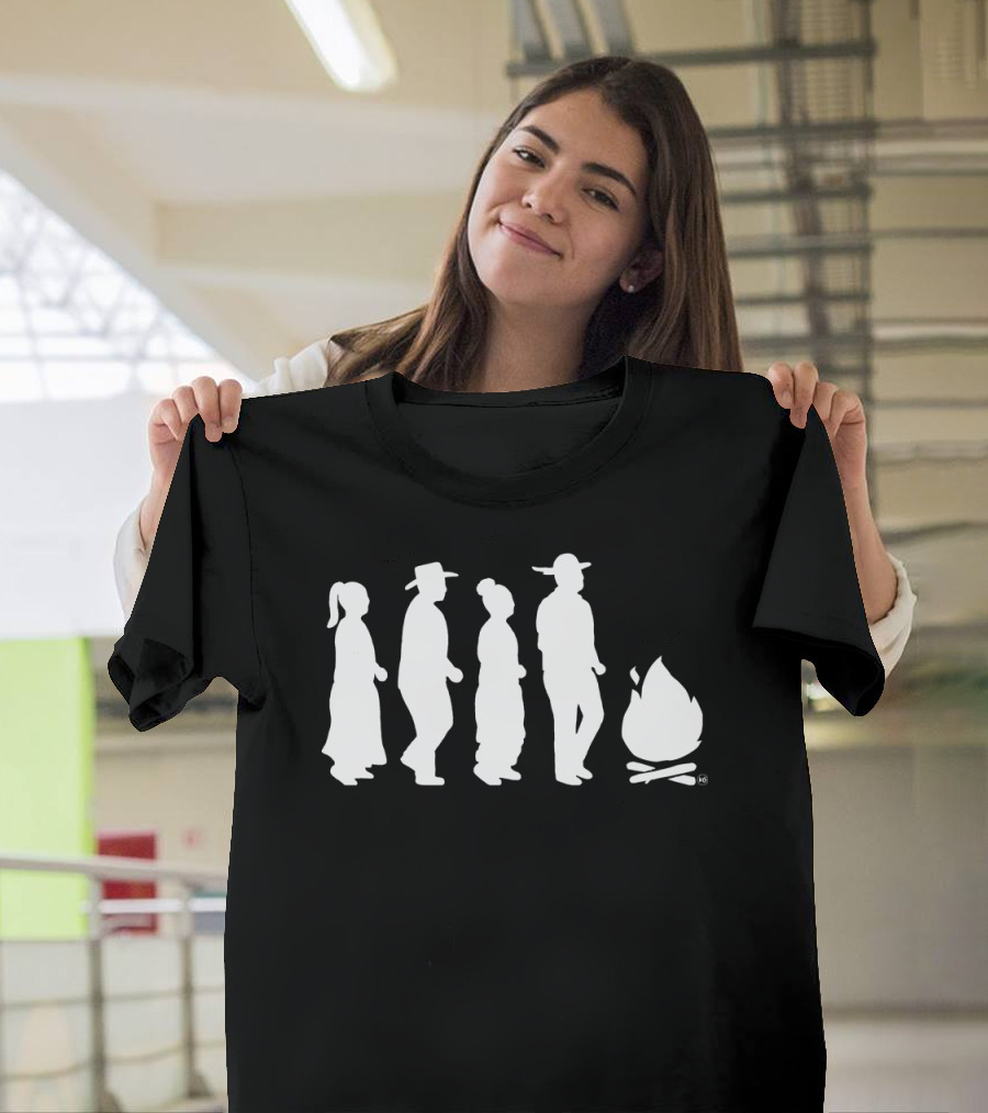 Stomp Dancers Silhouettes Around Campfire Evolution T-Shirt