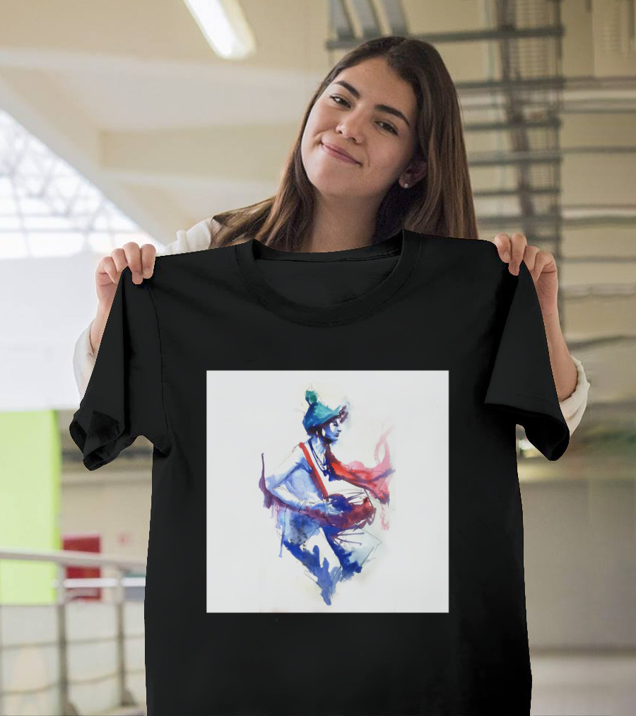 Indian Folk Dancer in Colorful Traditional Attire with Drum T-Shirt
