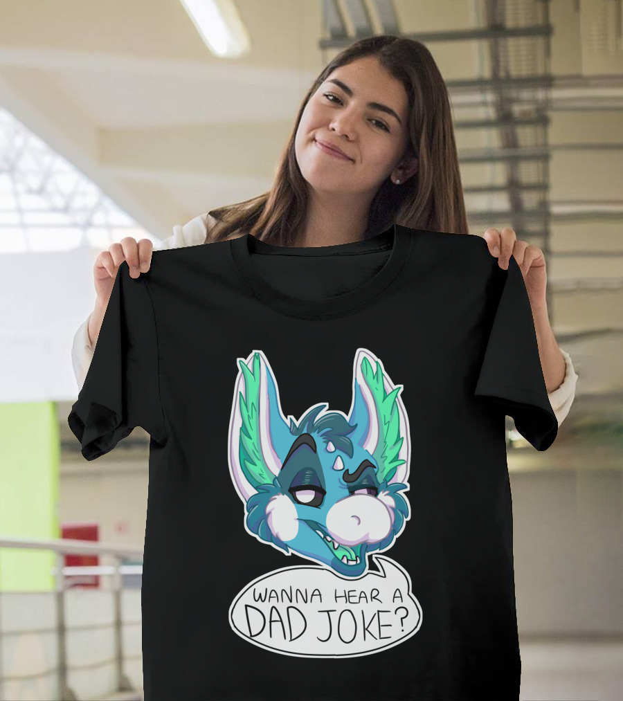 Wanna Hear a Dad Joke Blue Furry Character with Speech Bubble T-Shirt