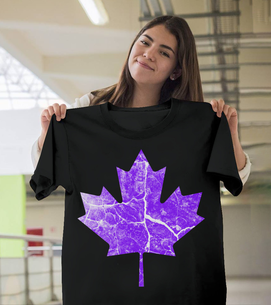 Violet Distressed Maple Leaf Canada T-Shirt