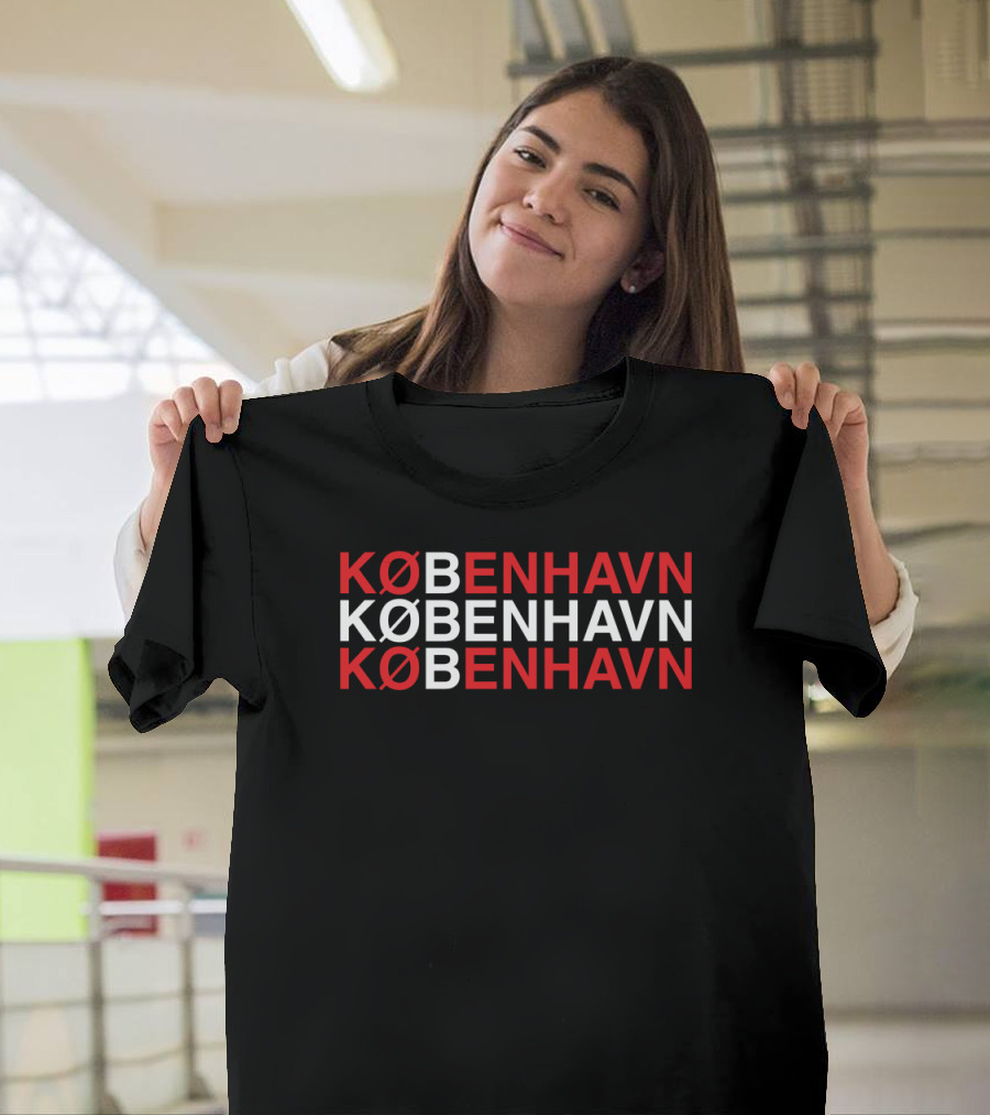 KØBENHAVN Red and White Typography T-Shirt