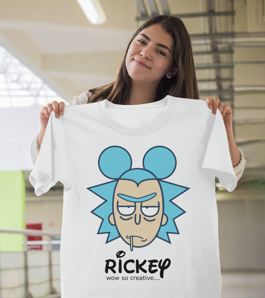 Rickey Wow So Creative Parody Mashup with Iconic Blue Hair and Ears T-Shirt