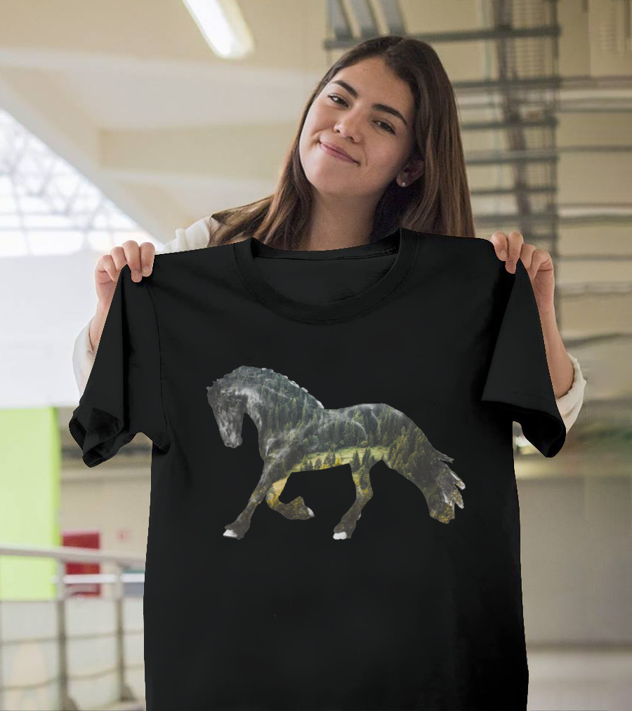 Mystical Fresh Horse with Lush Forest T-Shirt