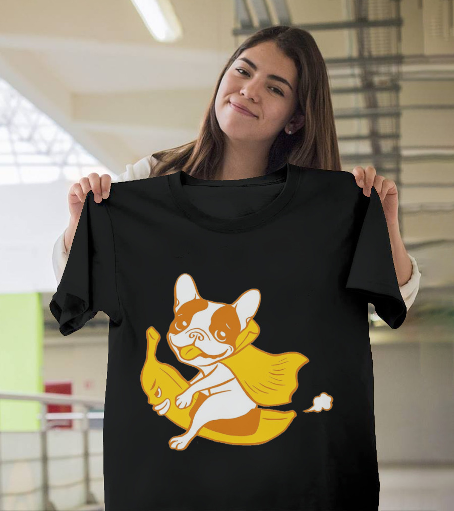 Fun Ride with Frenchie Banana Rider in Yellow Cape Adventure T-Shirt