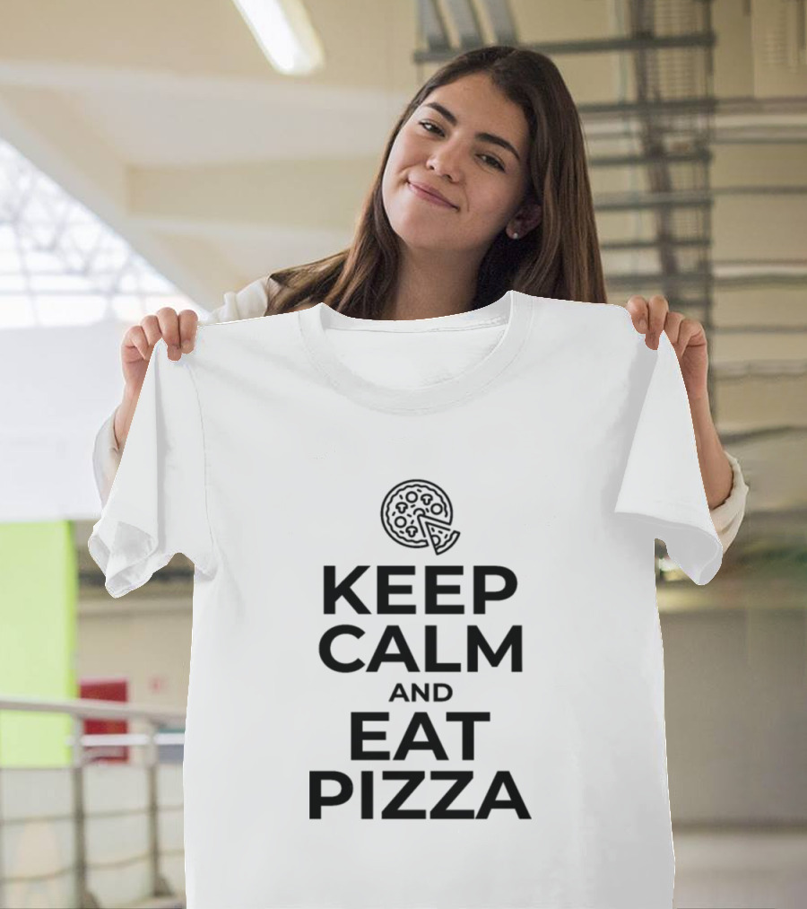 Keep Calm and Enjoy Your Pizza Slice Indulgence T-Shirt
