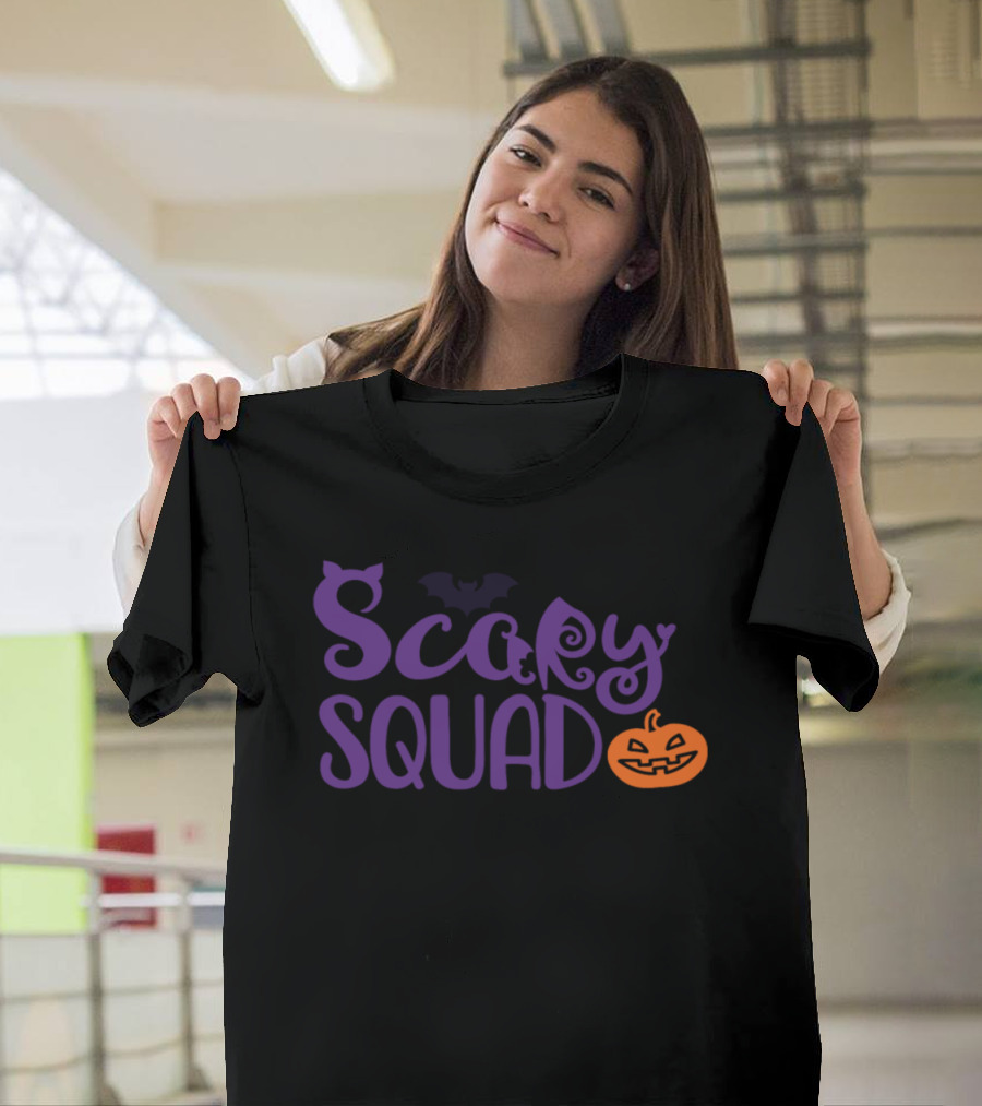Scary Squad Halloween Bats Pumpkin T-Shirt