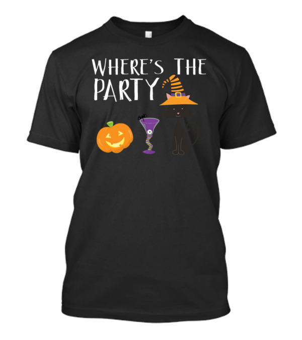 WHERE'S THE PARTY CAT HALLOWEEN PUMPKIN DRINK T-Shirt