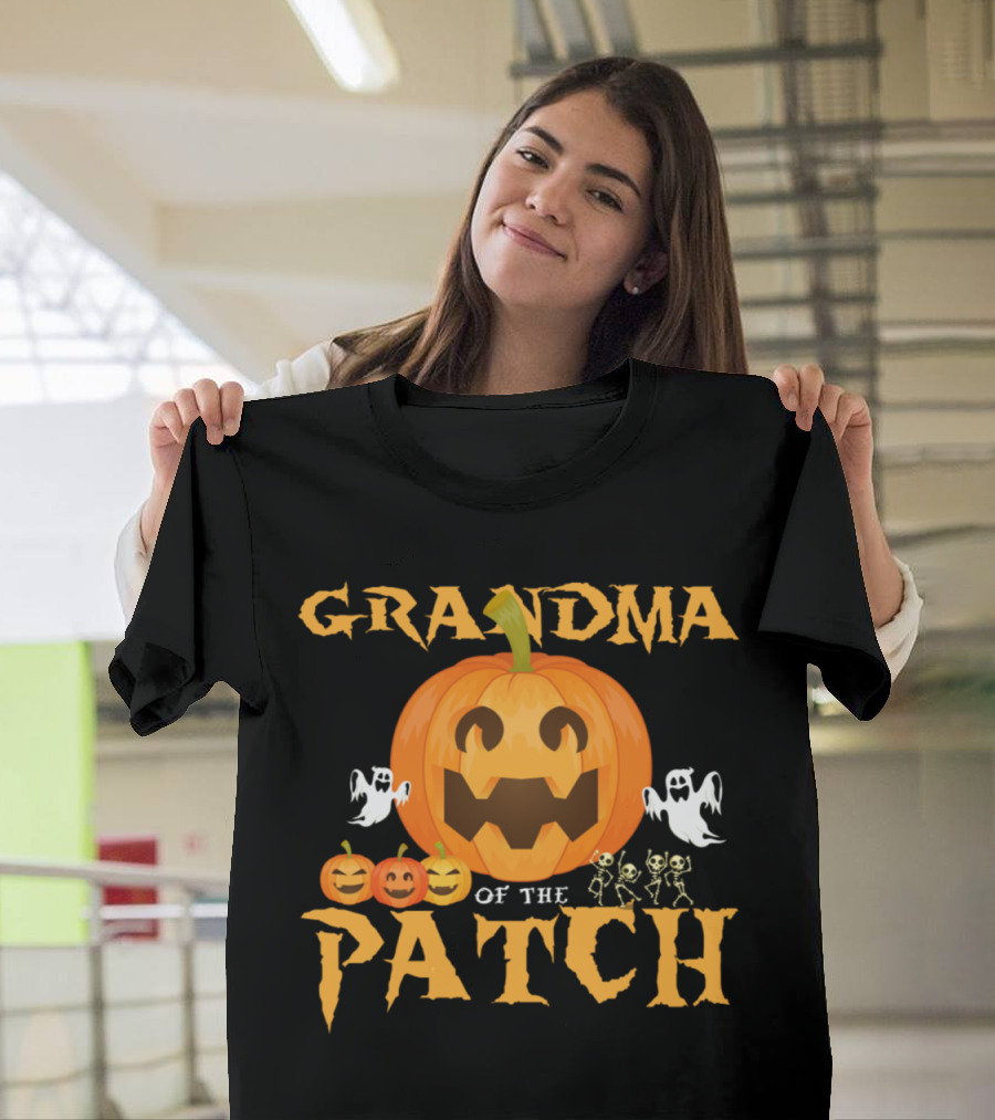 Grandma of the Patch Halloween Pumpkin Ghosts and Skeletons T-Shirt