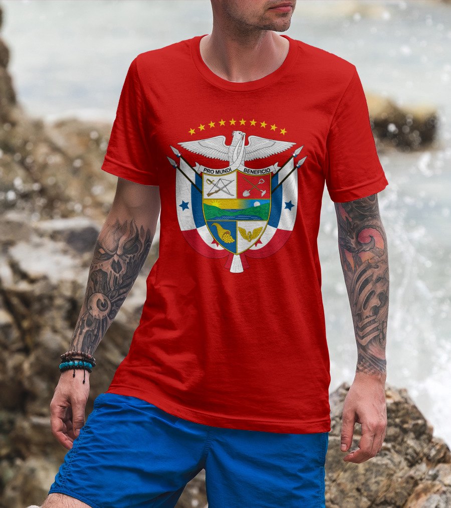 Pro Mundi Beneficio Escudo De Panamá Coat Of Arms Flag T-Shirt