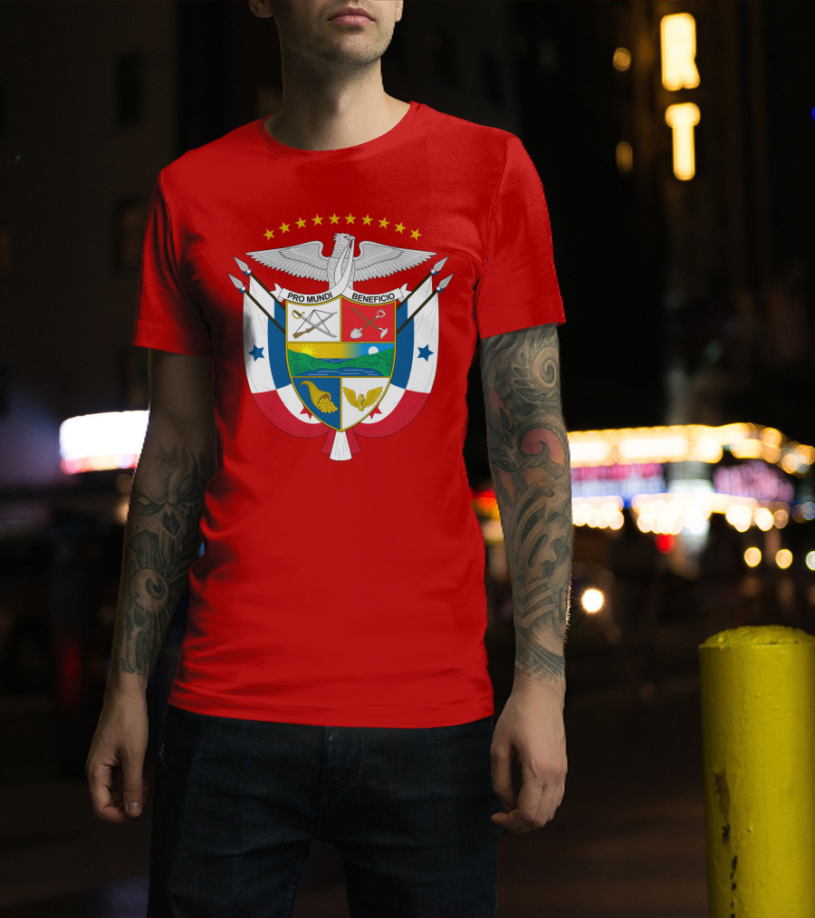 Pro Mundi Beneficio Escudo De Panamá Coat Of Arms Flag T-Shirt