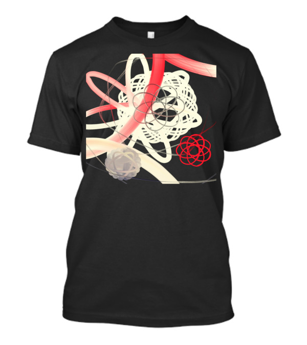 Reds Blues Light Yellow Abstract Geometric Swirls And Loops T-Shirt