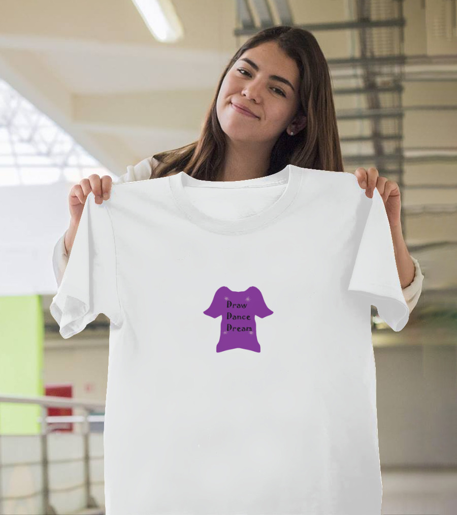 Draw Dance Dream Purple Shirt Emblem Text T-Shirt