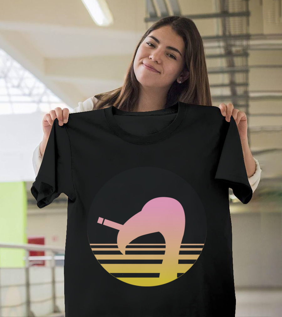 Retro Sunset Gradient Flamingo with Cigarette T-Shirt