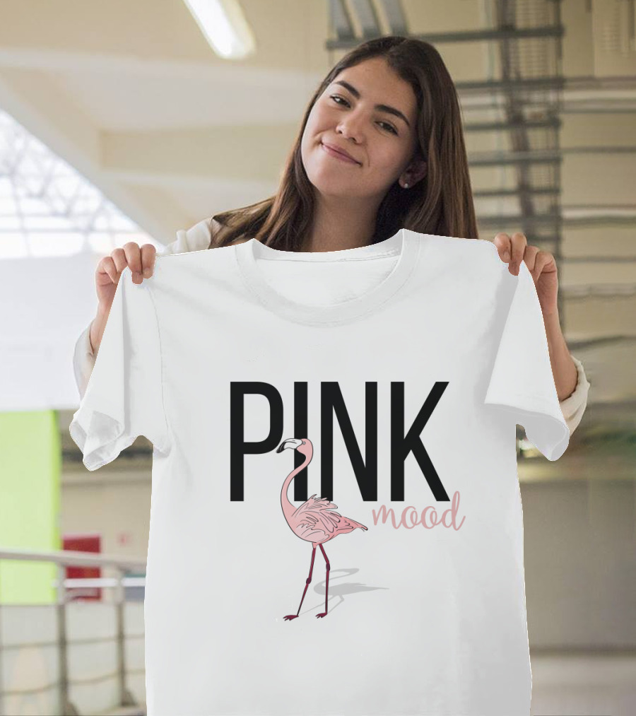 Pink Mood Flamingo Minimalist T-Shirt