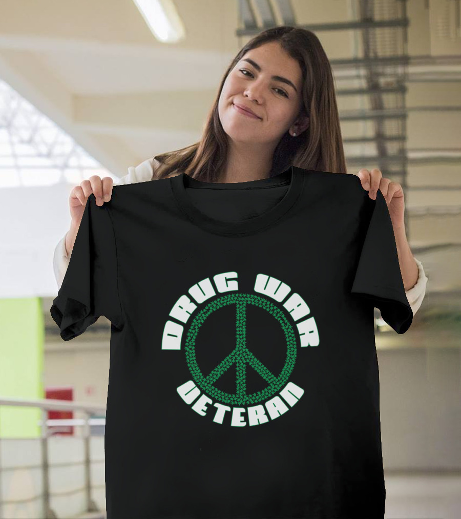 Drug War Veteran Peace Sign Cannabis T-Shirt
