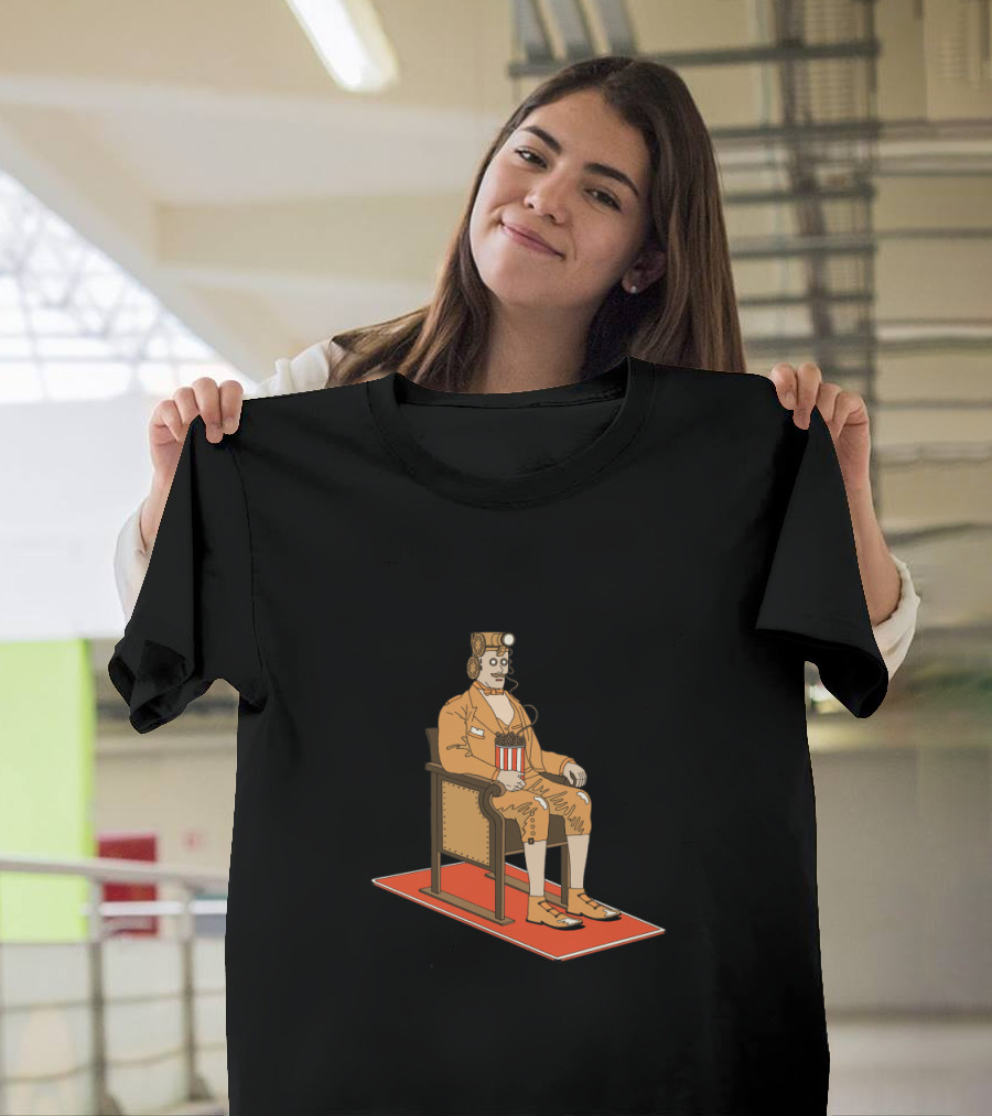 Cinema Man Robot with Popcorn in Movie Theater Setting T-Shirt