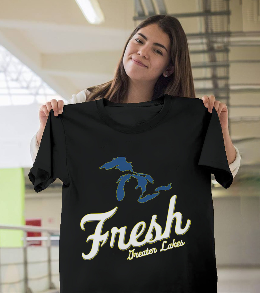 Fresh Greater Lakes Graphic Blue Outline T-Shirt