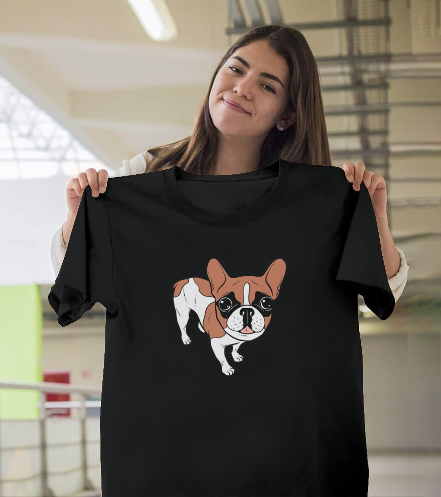 Red Pied French Bulldog with Black Mask T-Shirt