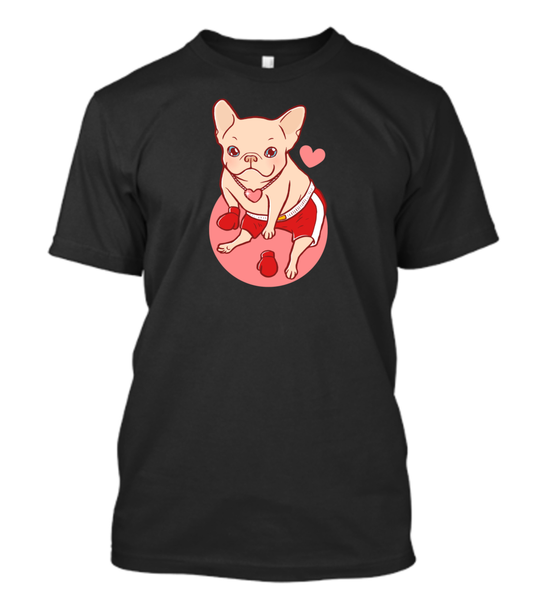 More Love Less Fight French Bulldog Boxer With Heart Gloves T-Shirt
