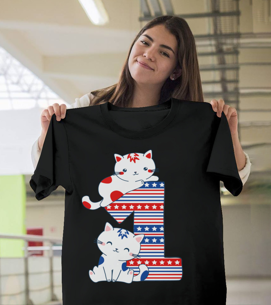 Patriotic American One Year Old Cat T-Shirt