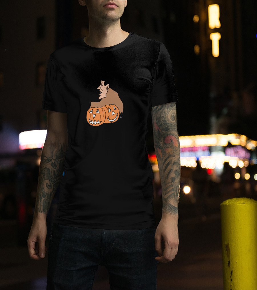 Witch In Hat With Three Jack-O'-Lantern Pumpkins T-Shirt